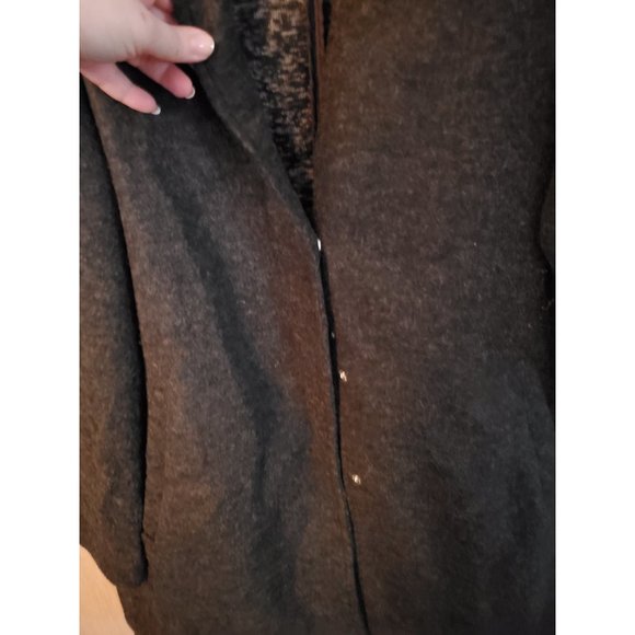 Vero Moda Dark Grey Brushed Katrine Faux Wool Midi Coat, Size 2x-3x Fair - Picture 5 of 9